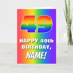 49e verjaardag: kleurrijk, vun regenboogpatroon #  kaart