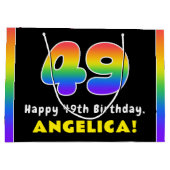 49e verjaardag: kleurrijke regenboog # 49, Naam va Groot Cadeauzakje (Achterkant)