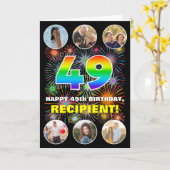 49e Verjaardag: Leuke Regenboog #, Aangepaste Naam Kaart (Gele Bloem)