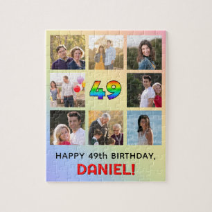 49e Verjaardag: Leuke Regenboog #, Aangepaste Naam Legpuzzel