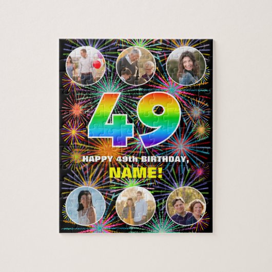 49e verjaardag: Leuke regenboog #, Aangepaste naam Legpuzzel (Verticaal)