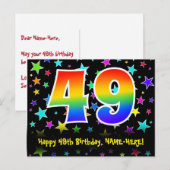 49e Verjaardag: Leuke Sterren Patroon, Regenboog 4 Briefkaart (Voorkant / Achterkant)