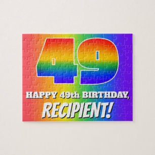 49e verjaardag — Meerkleurig regenboogpatroon "49" Legpuzzel
