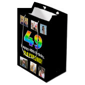 49e verjaardag: Regenboog "49", aangepaste foto's Medium Cadeauzakje (Voorkant Gekanteld)
