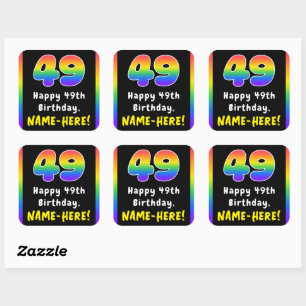 49e verjaardag: Regenboogspectrum # 49, Aangepaste Vierkante Sticker
