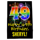 49e verjaardag: Vuurwerk Fun Pattern + Regenboog 4 Medium Cadeauzakje (Achterkant)