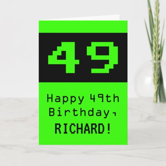 49th Verjaardag: Nerdy / Geeky Stijl "49" en Naam Kaart (Voorkant)
