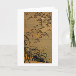 4. 秋塘群雀図, 若冲 Troep van Mussen, Jakuchū Kaart