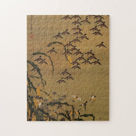 4. 秋 群 図, 若 冲 Sparrows, Jakuchu Legpuzzel (Verticaal)