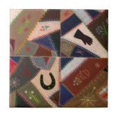 4.25"Gelukkig Hoefijzer  Patchwork Quilt Tegeltje (Voorkant)