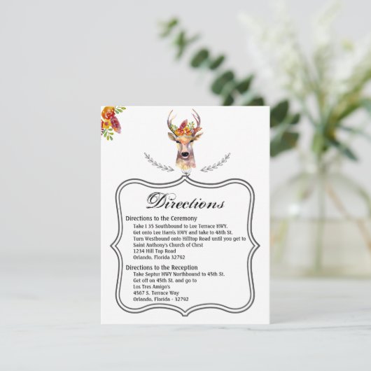 4,25x5,5 Carte de direction cerf de boho Buck Head (Debout devant)