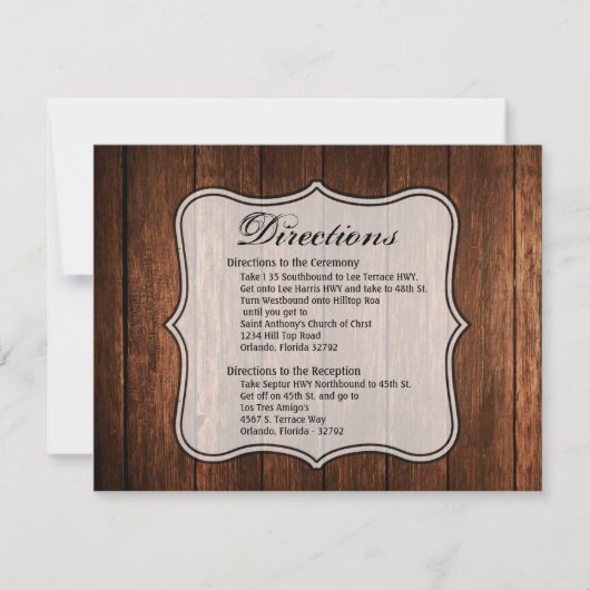 4.25x5.5 Carte de direction Grange Bois Pays rusti (Devant)