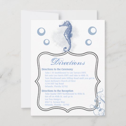 4.25x5.5 Carte de direction Seahorse Sea Ocean Bea (Devant)