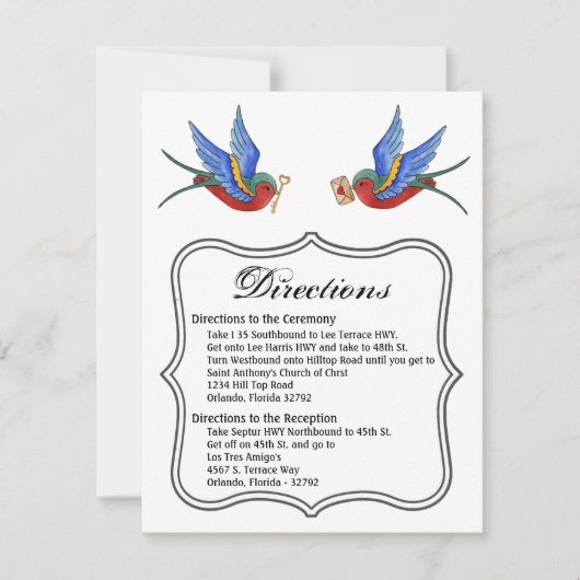 4.25x5.5 Carte de direction Tatouage traditionnel (Devant)