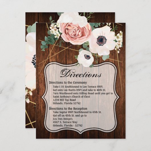 4.25x5.5 Carte de direction Woo de la grange de ca (Devant / Derrière)