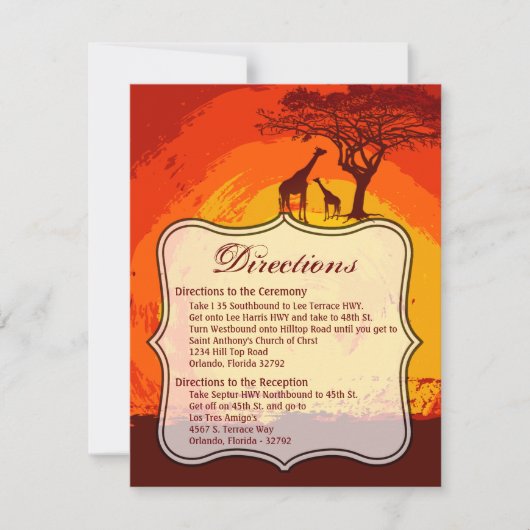 4.25x5.5 Directiekaart Afrikaanse Safari Giraffe S Kaart (Voorkant)