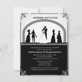 4,25x5,5-inch  Retro Wedding Scene Kaart