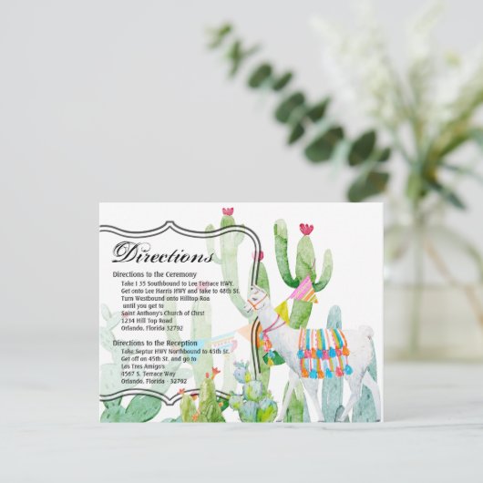 4.25x5.5 Richting Kaart Boho Llama Bohemian Cacti (Staand voorkant)