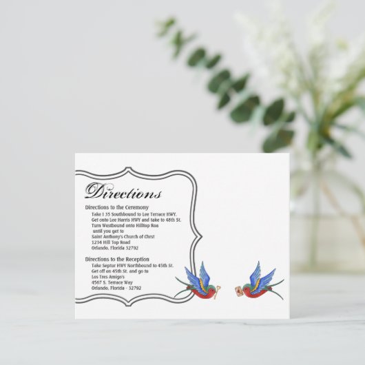 4.25x5.5 Richting Kaart Traditional Bird Tattoo SP (Staand voorkant)