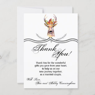 4,5 x 6,25 Carte de remerciements de cerf de boho