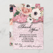 4,5 x 6,25 Carte de remerciements Glit Rose géomét (Devant / Derrière)