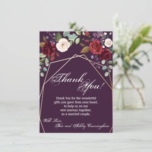 4,5 x 6,25 Carte de remerciements Plum violet Rose (Debout devant)