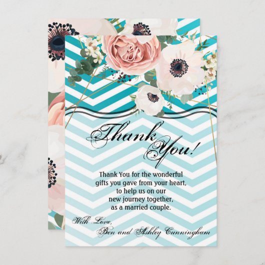 4,5 x 6,25 Carte de remerciements Rose géométrique (Devant / Derrière)