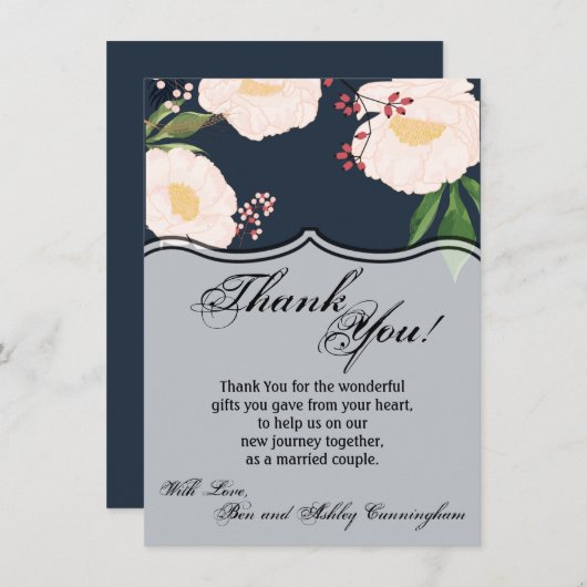 4,5 x 6,25 Cartes de remerciements Fleurs florales (Devant / Derrière)