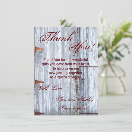 4,5 x 6,25 Cartes de remerciements Porte à grange (Debout devant)