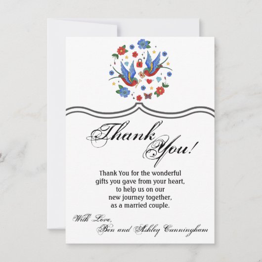 4,5 x 6,25 Cartes de remerciements Tatouage tradit (Devant)