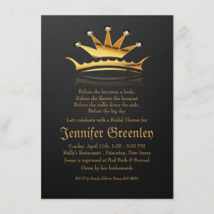 4,5 x 6,25-inch Gold Royal Queen Crown Invitation Kaart