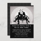 4,5 x 6,25 noirs et invitation blanche de mariage (Devant / Derrière)