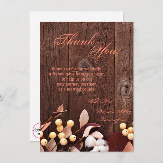 4,5x6,25 Carte de remerciements Branche de coton s (Devant / Derrière)