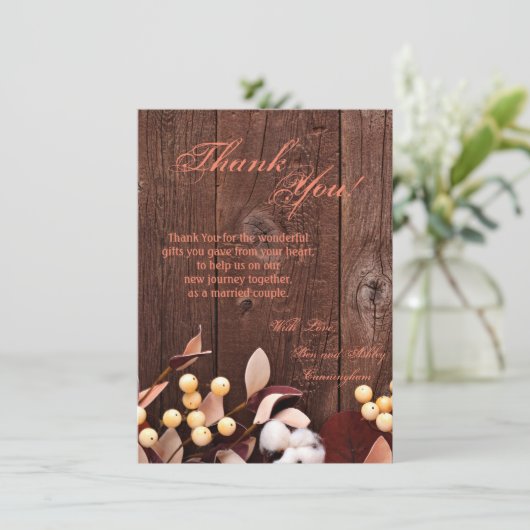 4,5x6,25 Carte de remerciements Branche de coton s (Debout devant)