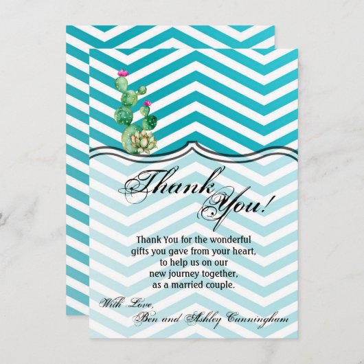 4.5x6.25 Dank u kaart Boho Cacti Cactus Succulen (Voorkant / Achterkant)