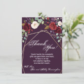 4.5x6.25 Dank u kaart Plum Paarse Rozen Gold Geo (Staand voorkant)