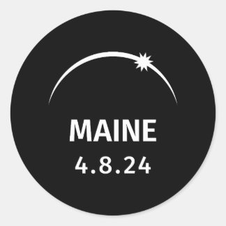 4.8.24 Zonsverduistering Maine Ronde Sticker