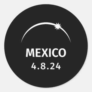 4.8.24 Zonsverduistering Mexico Ronde Sticker