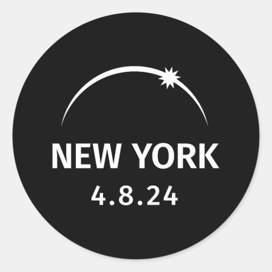 4.8.24 Zonsverduistering New York Ronde Sticker (Voorkant)