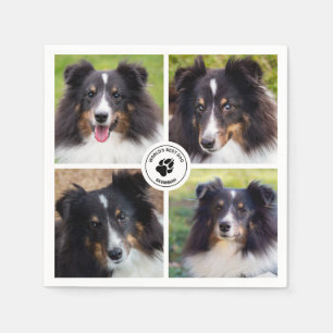 4 Aangepaste huisdierfoto's Collage sjabloon & tek Servet