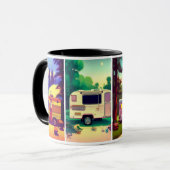 4 afbeelding camping trailer relaxing scène koffie mok (Voorkant links)
