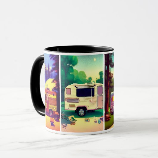 4 afbeelding camping trailer relaxing scène koffie mok (Voorkant links)