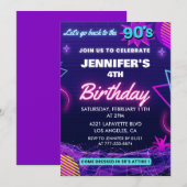 4 anniversaire invitation 90s thème Retro (Devant / Derrière)