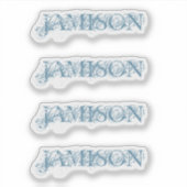 4 autocollants Bleu Nom commercial logo bouteille  (Devant)