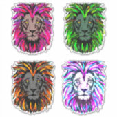 4 autocollants de tête de lion - autocollants de l (Devant)