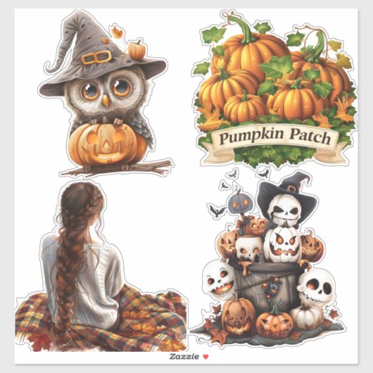 4 Autocollants Halloween de Haute Qualité (Feuille)