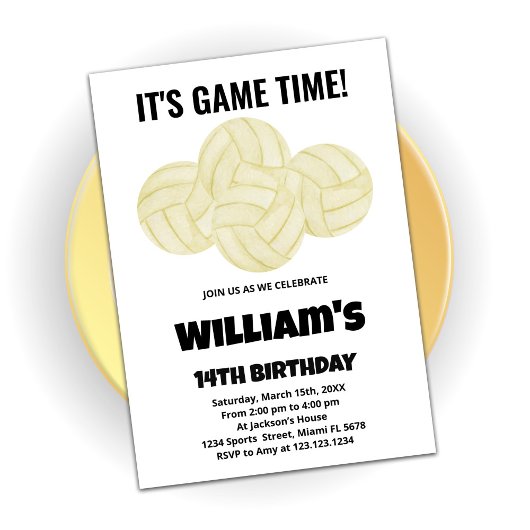 4 balles Volleyball Anniversaire Invitations