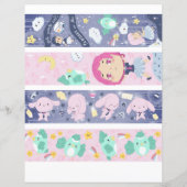 4 Bewerkbaar Kawaii Blue & Roze Bladwijzer (Achterkant)