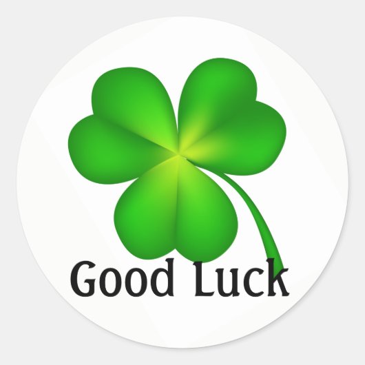 4 blad klaver, veel succes! ronde sticker (Voorkant)
