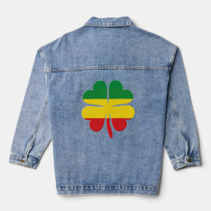 4 Bladklaver in rood geel groen Rasta Denim Jacket